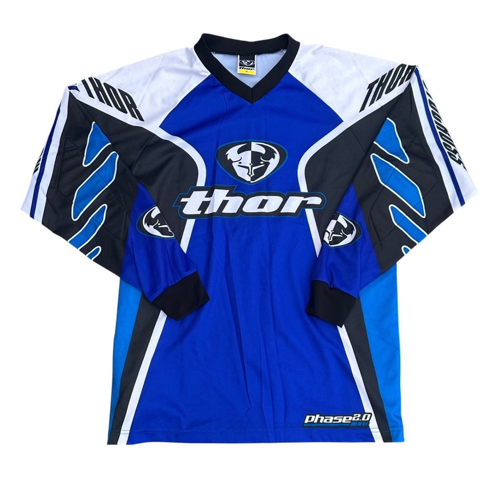 Thor Phase 2.0 Motocross Jersey Mens Medium Blue Black White Racing Shirt MX